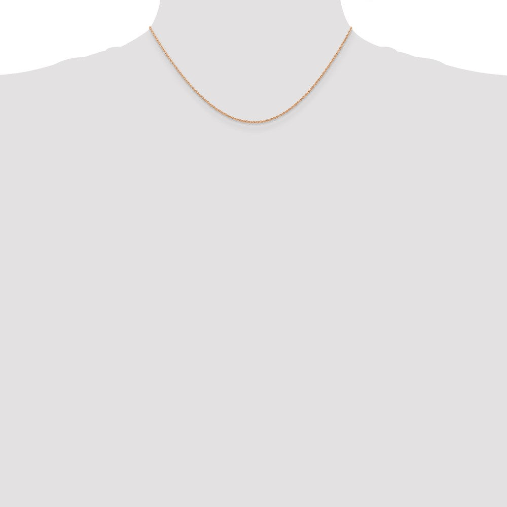 14K Rose Gold 16 inch Carded .7mm Cable Rope with Spring Ring Clasp Chain Necklace