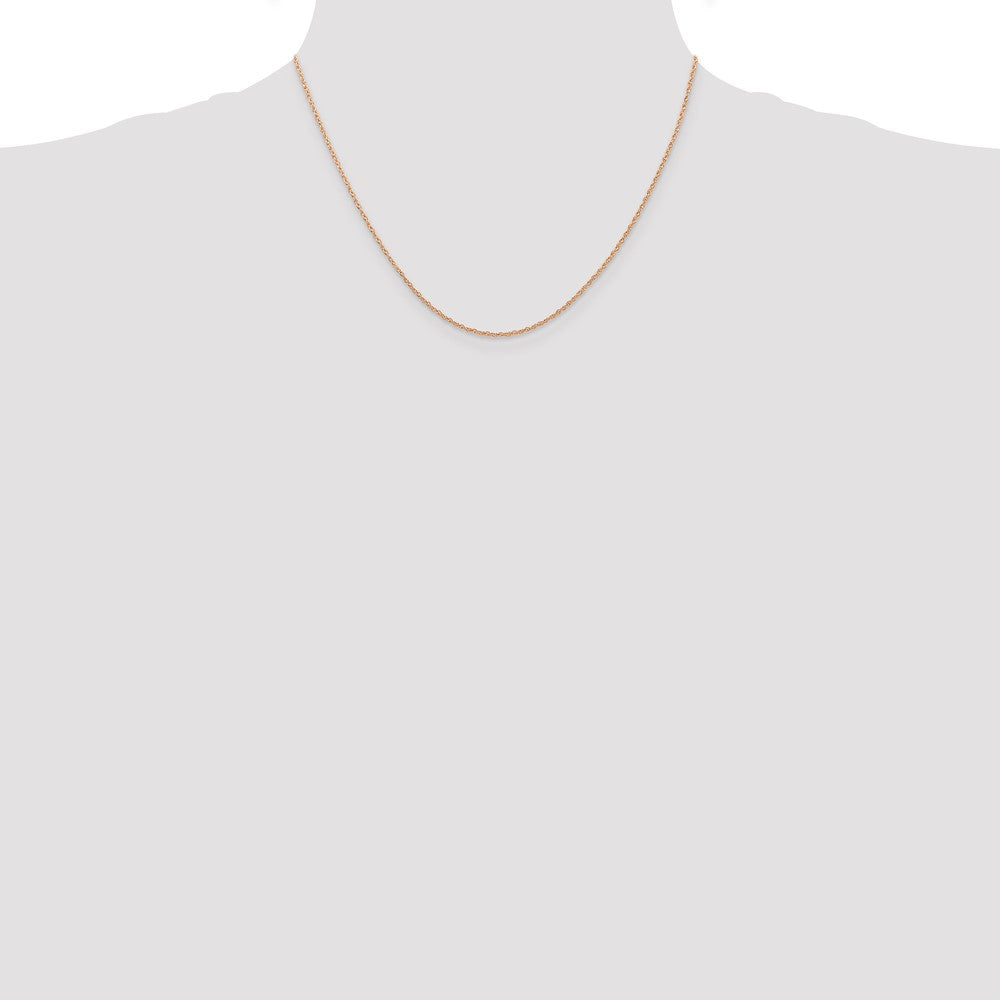 14K Rose Gold 18 inch Carded .7mm Cable Rope with Spring Ring Clasp Chain Necklace