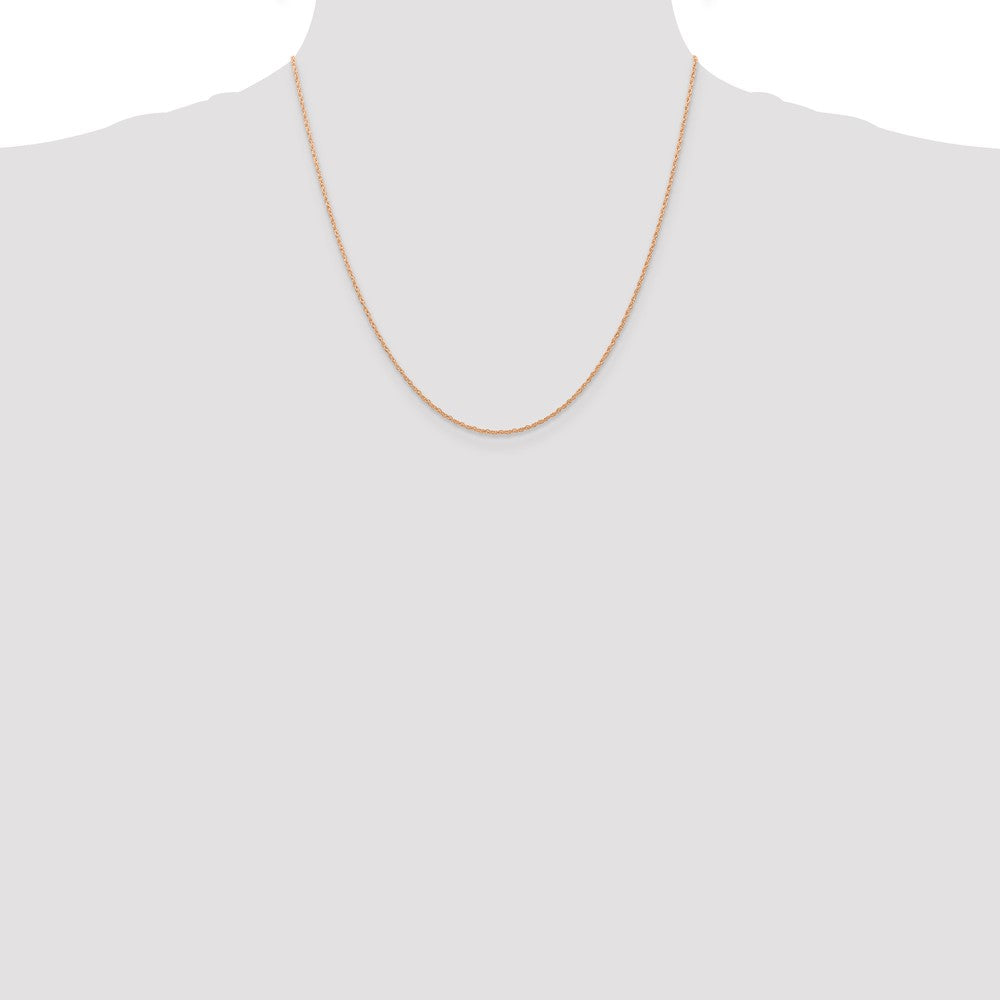 14K Rose Gold 20 inch Carded .7mm Cable Rope with Spring Ring Clasp Chain Necklace