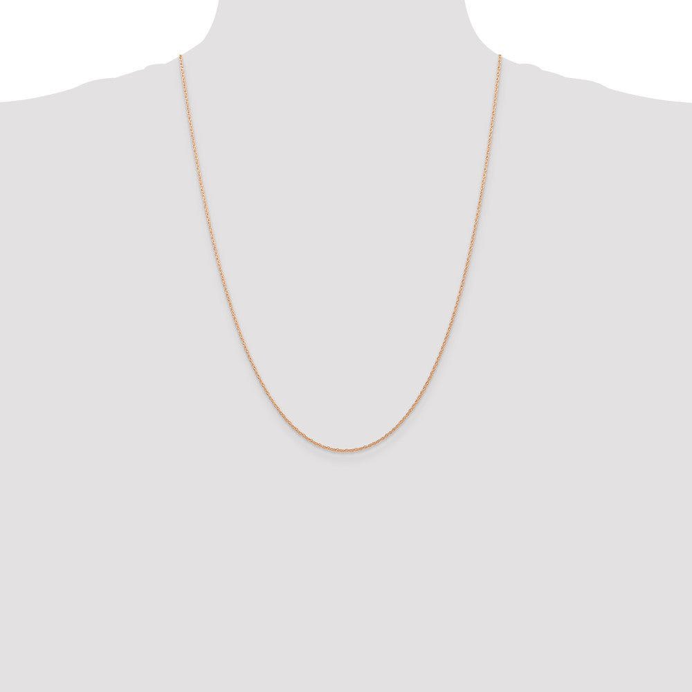 14K Rose Gold 24 inch Carded .7mm Cable Rope with Spring Ring Clasp Chain Necklace