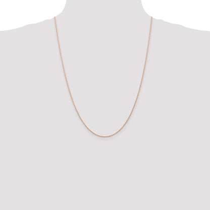 14K Rose Gold 24 inch Carded .7mm Cable Rope with Spring Ring Clasp Chain Necklace