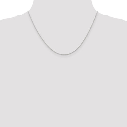 14K White Gold 18 inch Carded .7mm Cable Rope with Spring Ring Clasp Chain Necklace