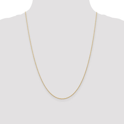 14K Yellow Gold 24 inch Carded .7mm Cable Rope with Spring Ring Clasp Chain Necklace