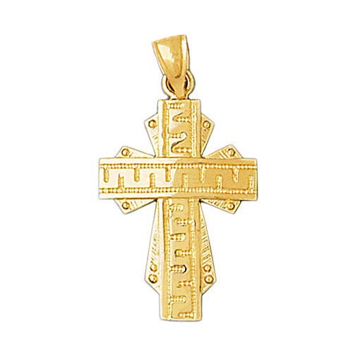 14K Gold Greek Key Cross Pendant