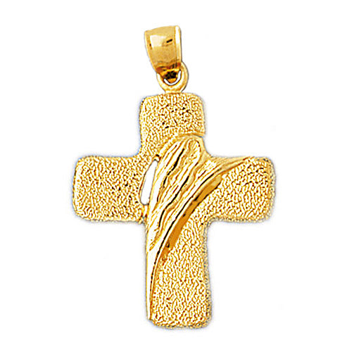 14K Gold Tombstone Cross Pendant