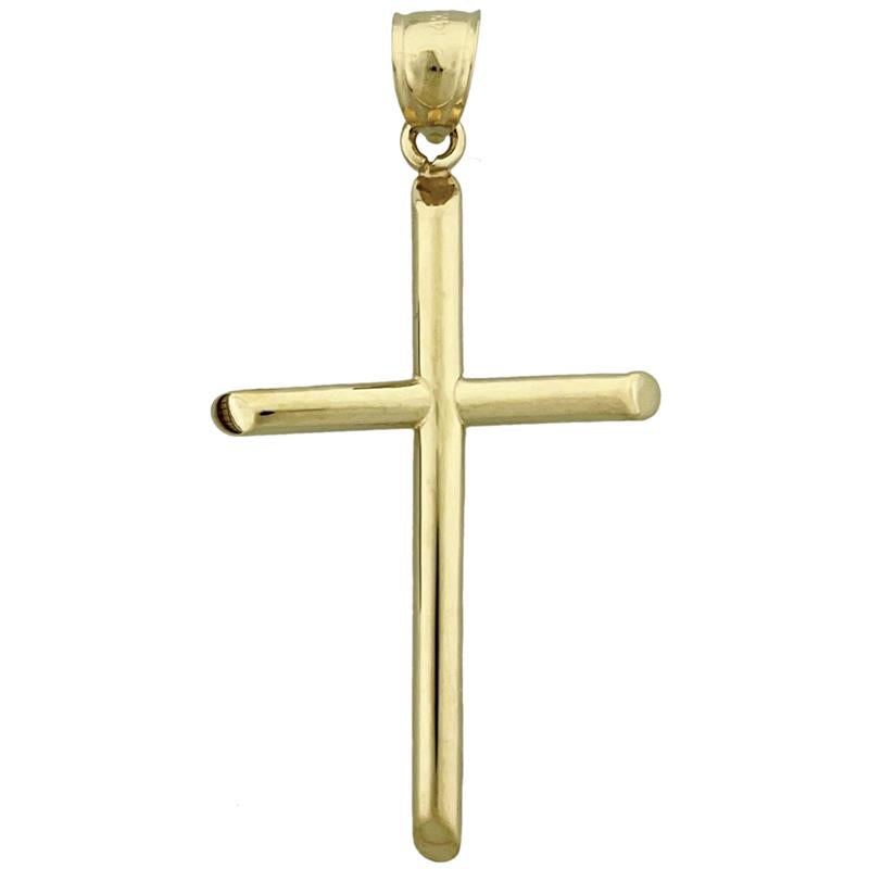 14K Gold 40MM Beveled Cross Pendant