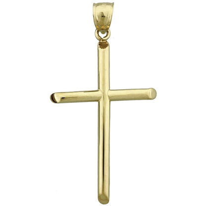 14K Gold 40MM Beveled Cross Pendant