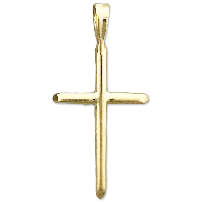 14K Gold 20MM Beveled Cross Pendant