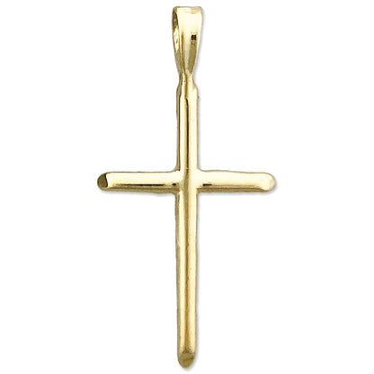 14K Gold 20MM Beveled Cross Pendant