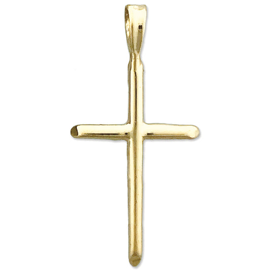 14K Gold 20MM Beveled Cross Pendant