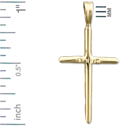 14K Gold 20MM Beveled Cross Pendant