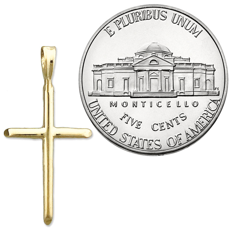 14K Gold 20MM Beveled Cross Pendant