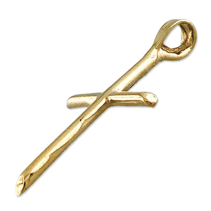 14K Gold 20MM Beveled Cross Pendant