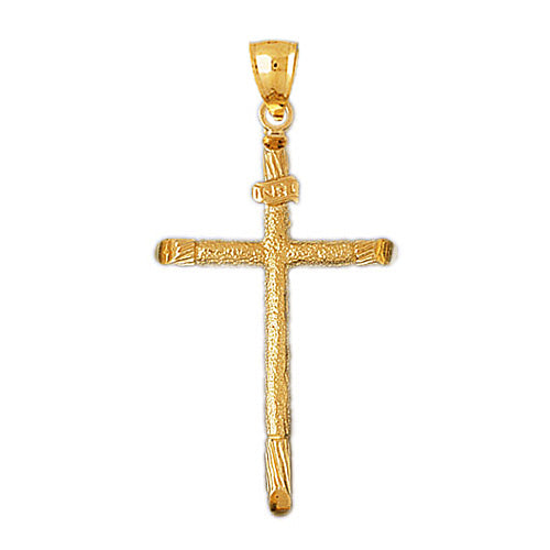 14K Gold INRI Cross Pendant