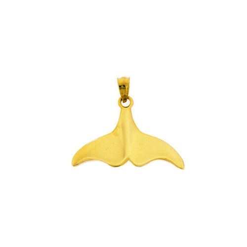 14K Gold 23MM Wide Whale Tail Fluke Pendant