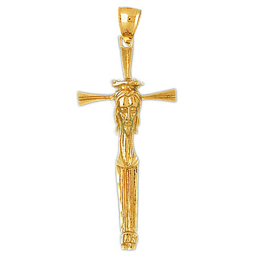 14K Gold Head of Jesus Cross Pendant