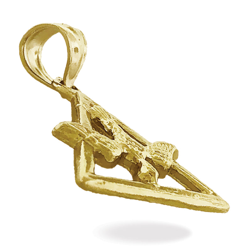 14K Gold Holy Spirit Dove In Trinity Triangle Charm