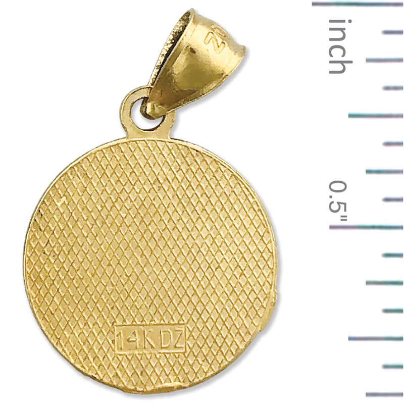 14K Gold 15MM Saint Christopher Medal Protect Us Charm