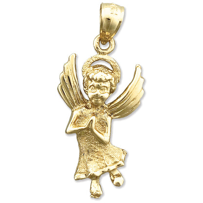 14K Gold Haloed Angel Pendant