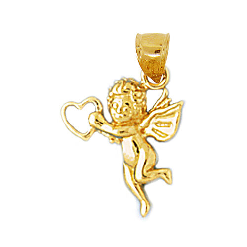 14K Gold Cherub Angel with Floating Heart Charm
