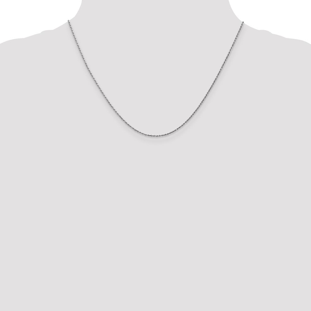 14K White Gold 18 inch Carded .95mm Cable Rope with Spring Ring Clasp Chain Necklace