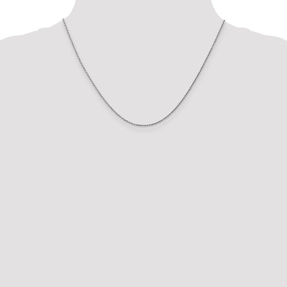 14K White Gold 18 inch Carded .95mm Cable Rope with Spring Ring Clasp Chain Necklace