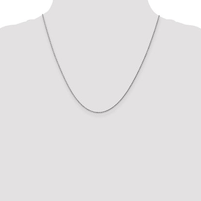 14K White Gold 20 inch Carded .95mm Cable Rope with Spring Ring Clasp Chain Necklace