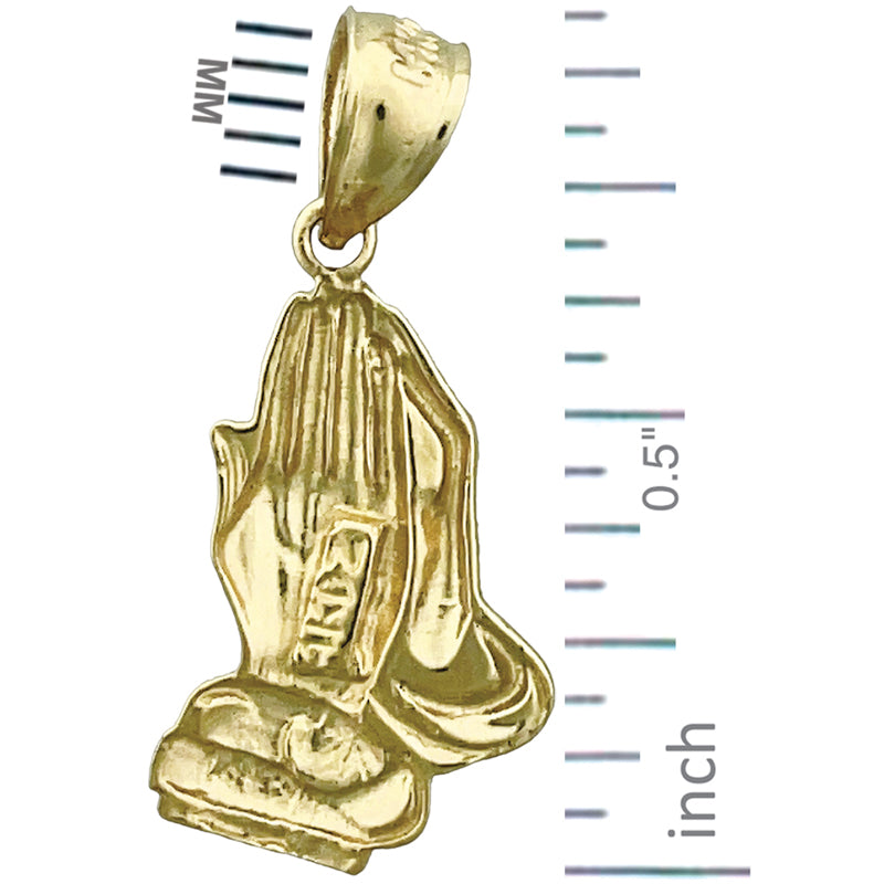 14K Gold 16MM Praying Hands Charm