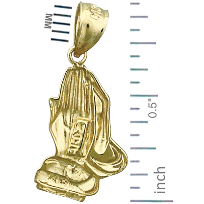14K Gold 16MM Praying Hands Charm