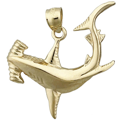 14K Gold 30MM Hammerhead Shark Pendant