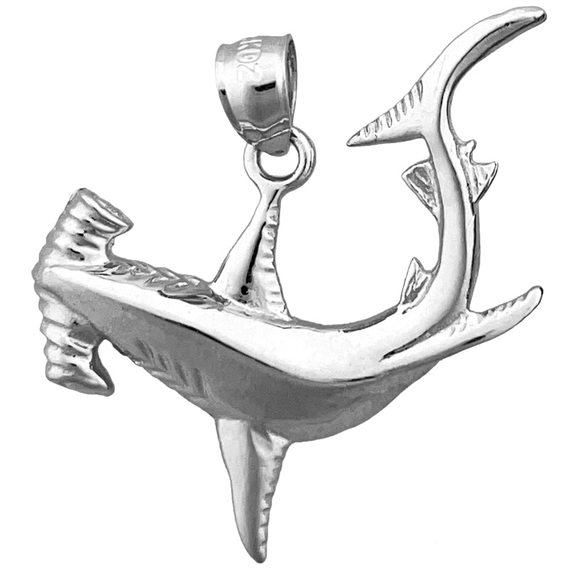14K Gold 30MM Hammerhead Shark Pendant