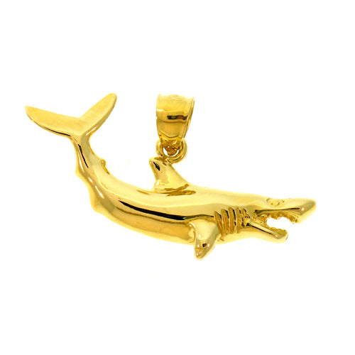14K Gold Jaws Wide Open Shark Pendant