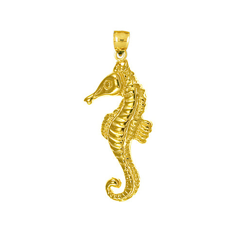 14K Gold 26MM Seahorse Charm