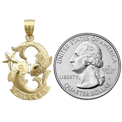 14K Gold 20MM Zodiac Pisces Charm