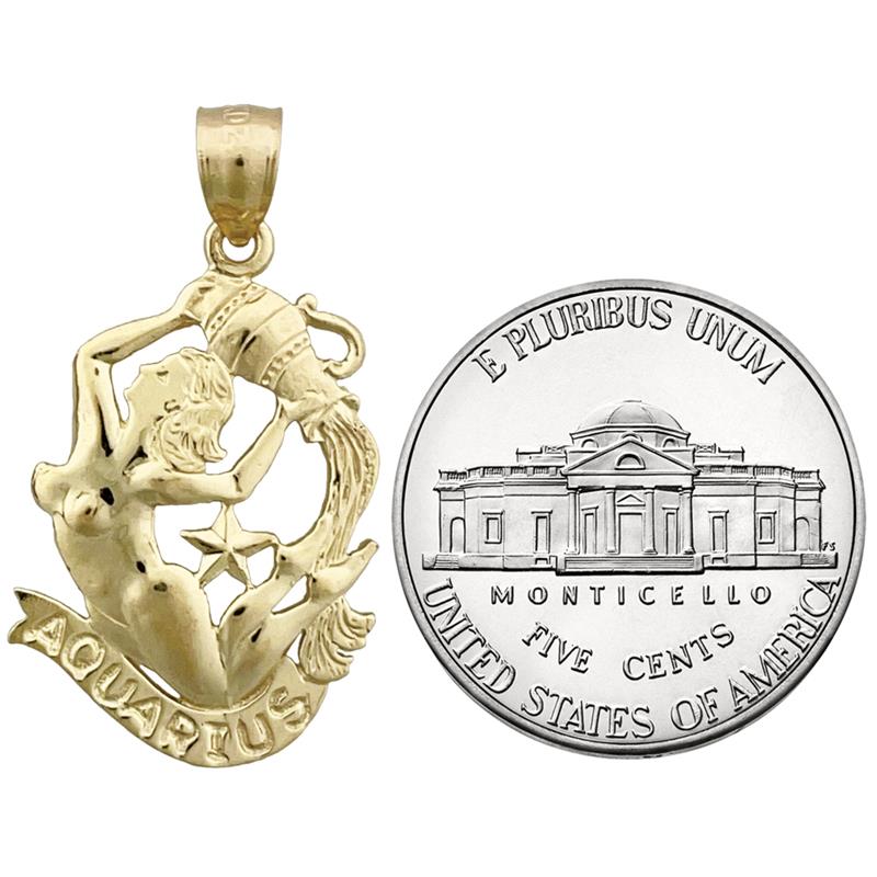 14K Gold 20MM Zodiac Aquarius Charm