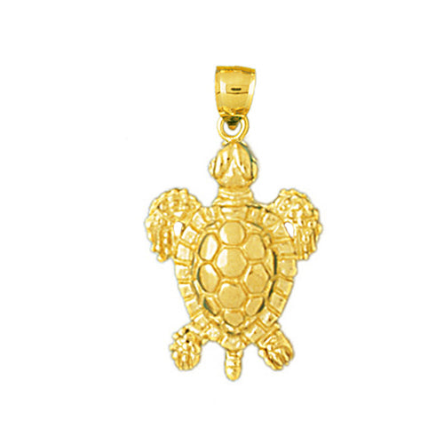 14K Gold 18MM Long Sea Turtle Charm