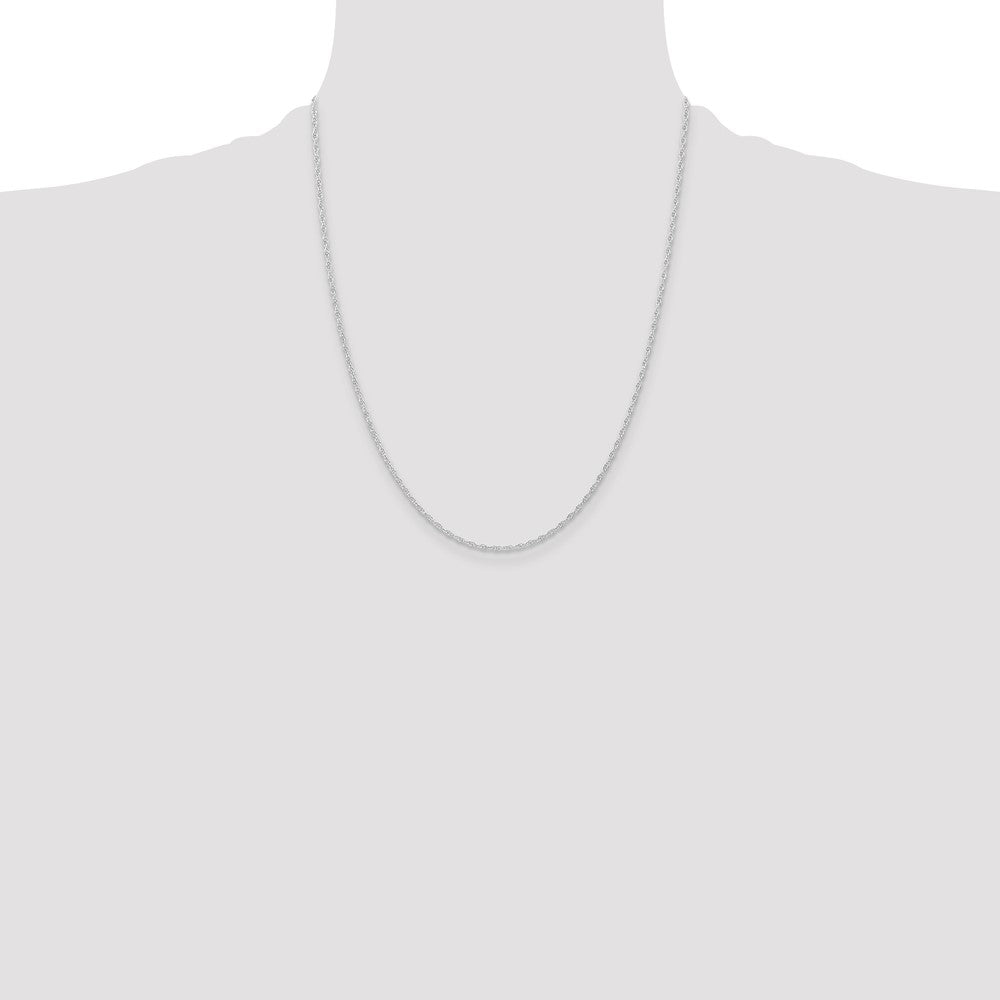 14K White Gold 22 inch Carded 1.15mm Cable Rope with Spring Ring Clasp Chain Necklace