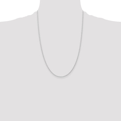 14K White Gold 24 inch Carded 1.15mm Cable Rope with Spring Ring Clasp Chain Necklace