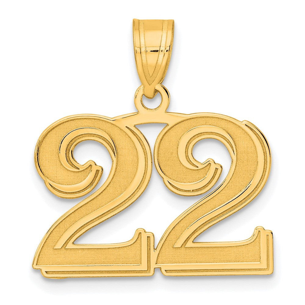 14k Yellow Gold Polished Etched Number 22 Pendant