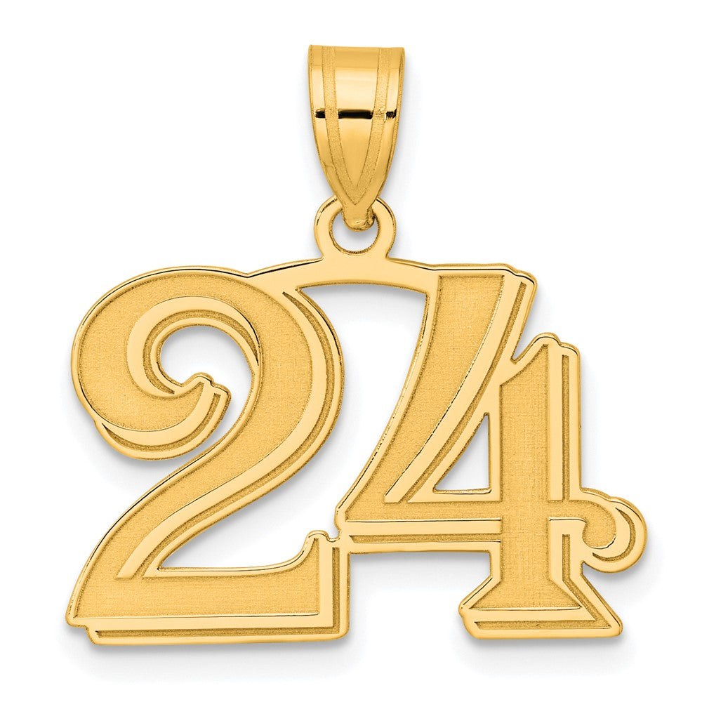 14k Yellow Gold Polished Etched Number 24 Pendant