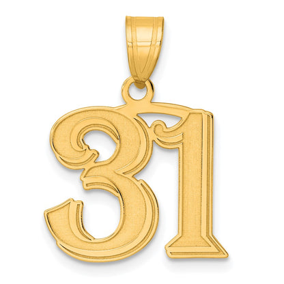 14k Yellow Gold Polished Etched Number 31 Pendant