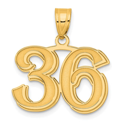 14k Yellow Gold Polished Etched Number 36 Pendant