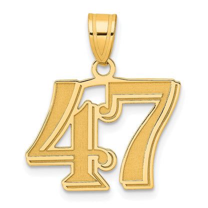 14k Yellow Gold Polished Etched Number 47 Pendant