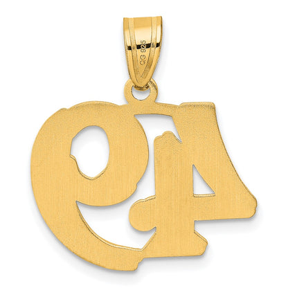 14k Yellow Gold Polished Etched Number 49 Pendant