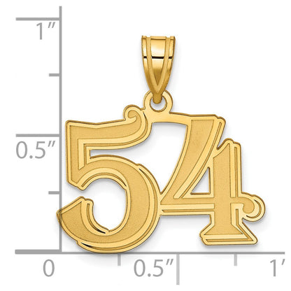14k Yellow Gold Polished Etched Number 54 Pendant