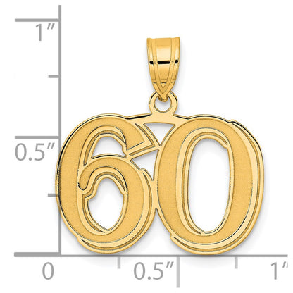 14k Yellow Gold Polished Etched Number 60 Pendant