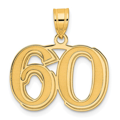 14k Yellow Gold Polished Etched Number 60 Pendant