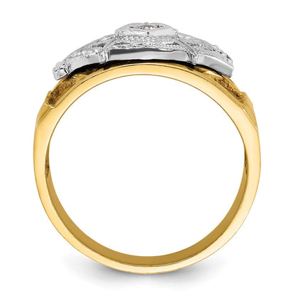 14k Two-tone Gold Men's Polished and Textured Blue Lodge Master Masonic Ring Mounting