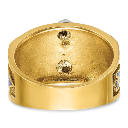 14k Two-tone Gold Men's Polished and Textured Blue Lodge Master Masonic Ring Mounting