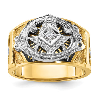 14k Two-tone Gold Men's Polished and Textured Blue Lodge Master Masonic Ring Mounting